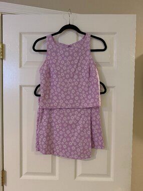 Purple Floral Matching Tank Skort Set